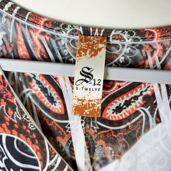 Y2K S-12 3/4 Sleeve Tattoo Dress With Rhinestones Size M Stretchy Club Grunge - Picture 4 of 14